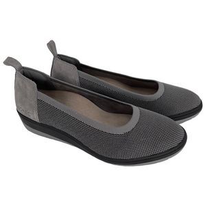 Vionic Jacey Knit Slip On Wedge Heel Comfort Shoe Women US 9 Wide Gray Sporty